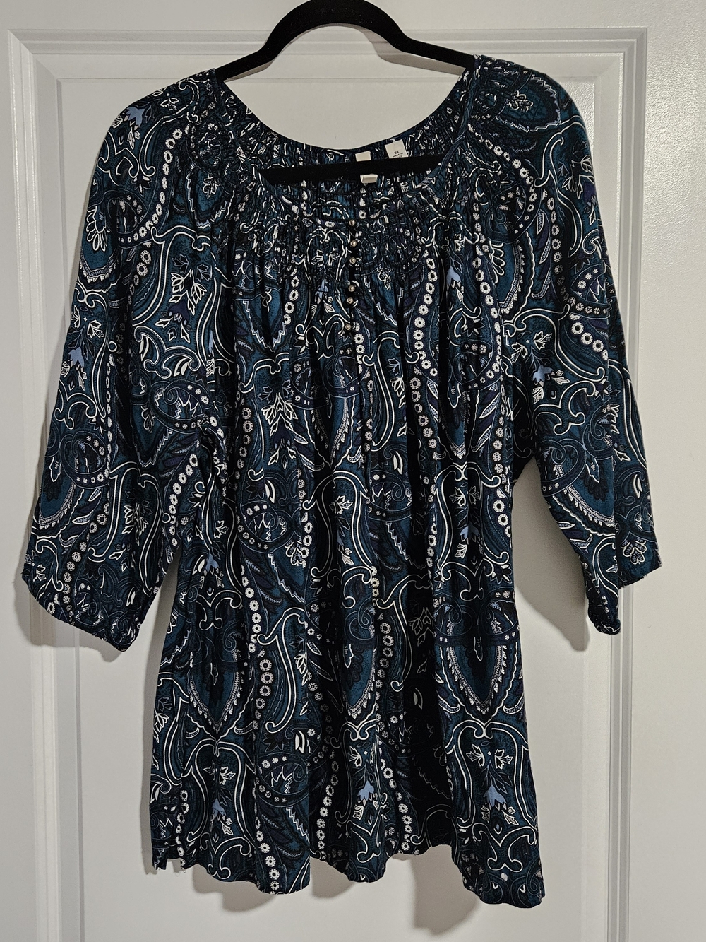 St. John’s Bay Paisley Peasant Blouse Size 3X 100% Cotton
